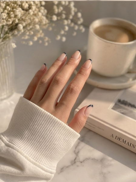 Noir French Tip Press On Nails