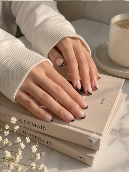 Noir French Tip Press On Nails