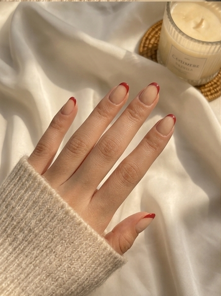 Red French Tip Press On Nails